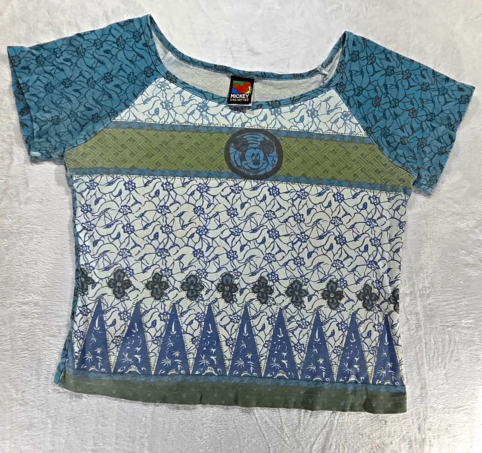 Vintage 90s Mickey Unlimited Jerry Leigh Tribal Floral Crop Womens XL - 0297