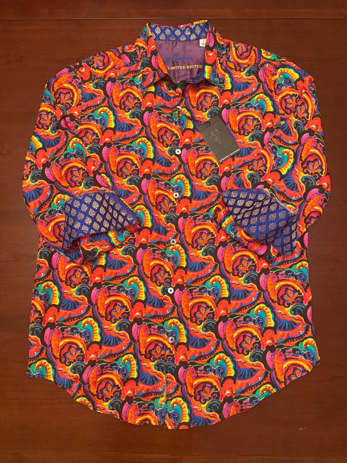 Robert Graham Interwoven Neon Mens Limited Edition Silk Shirt S NWT $398