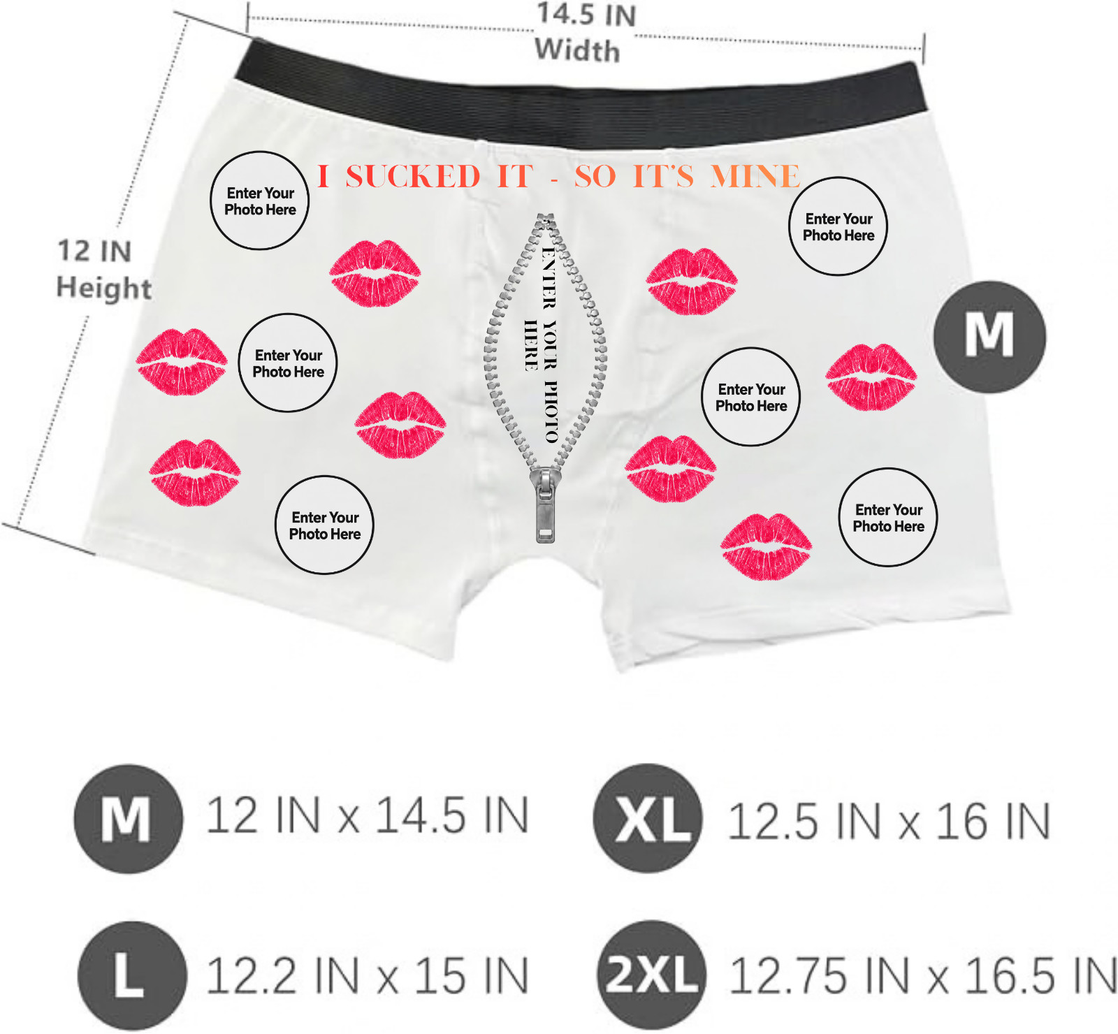 Personalized Men\'s Boxer Briefs Custom Photo Funny Kiss Lips Romantic Gift