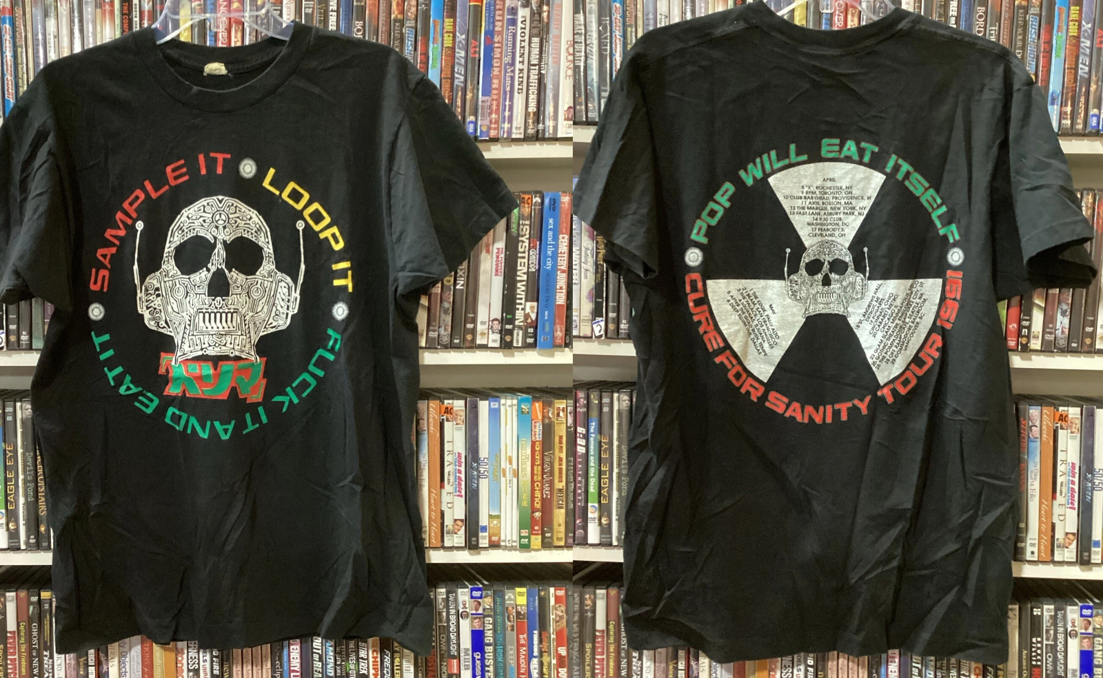 1991 Pop Will Eat Itself Cure for Insanity Black cotton T Shirt Full Size S-5XL
