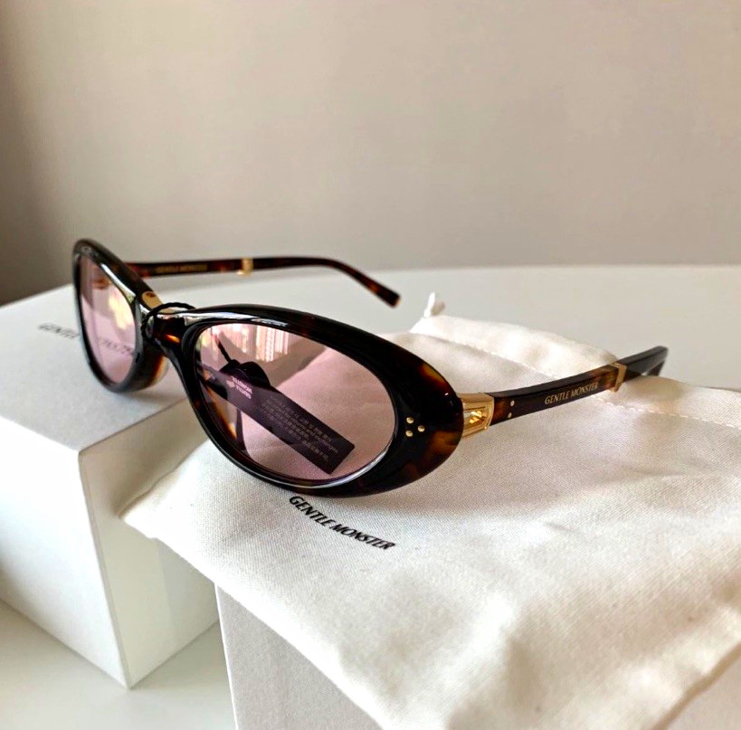 AUTHENTIC Gentle Monster LOLANG Oval Sunglasses Tortoise Brown Frame Pink Tinted