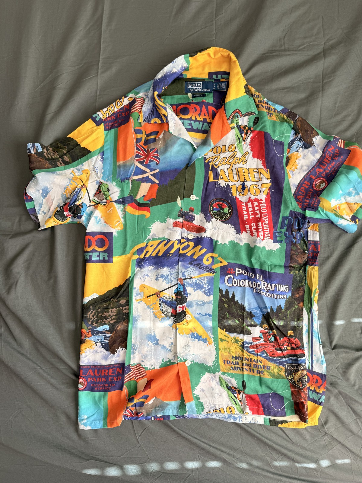 Rare Polo Ralph Lauren All Over Print Rafting Button Up