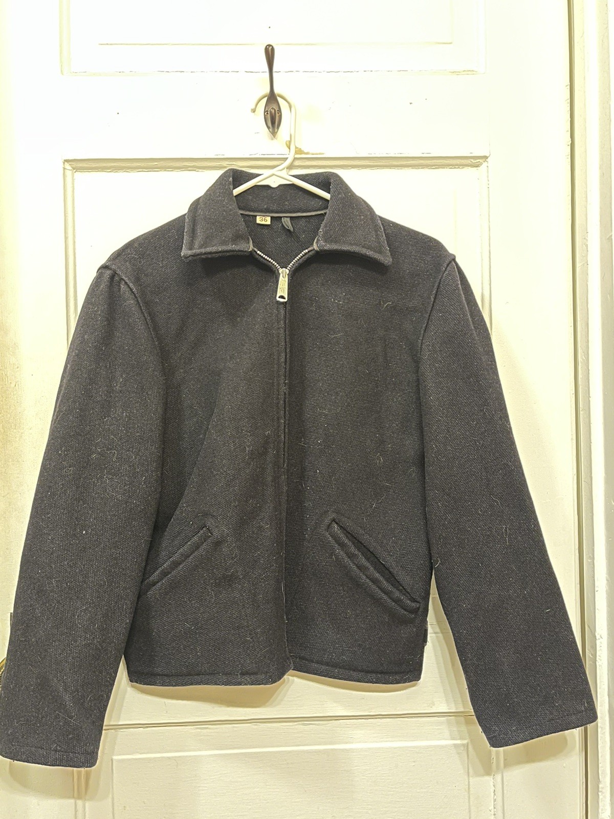 Vintage King O Wear Wool Jacket Talon Zip Black NICE