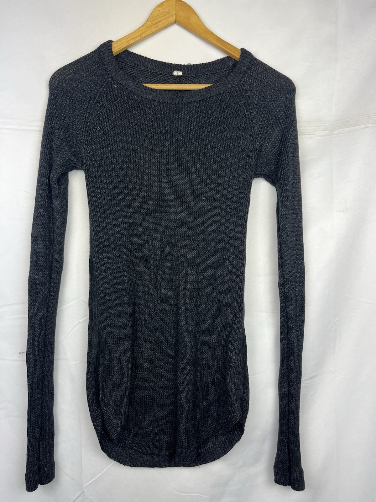 Lululemon Cabin Yogi Sweater Womens Sz XS Dark Gray Cashmere Tencel Minimalist