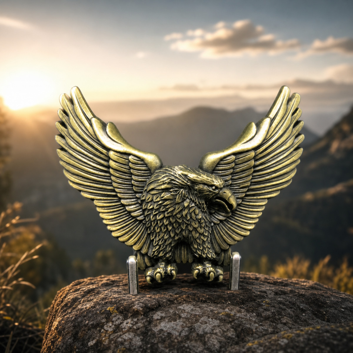 Western Eagle Belt Buckle Wings Spread Antique Bronze Tone Fashion