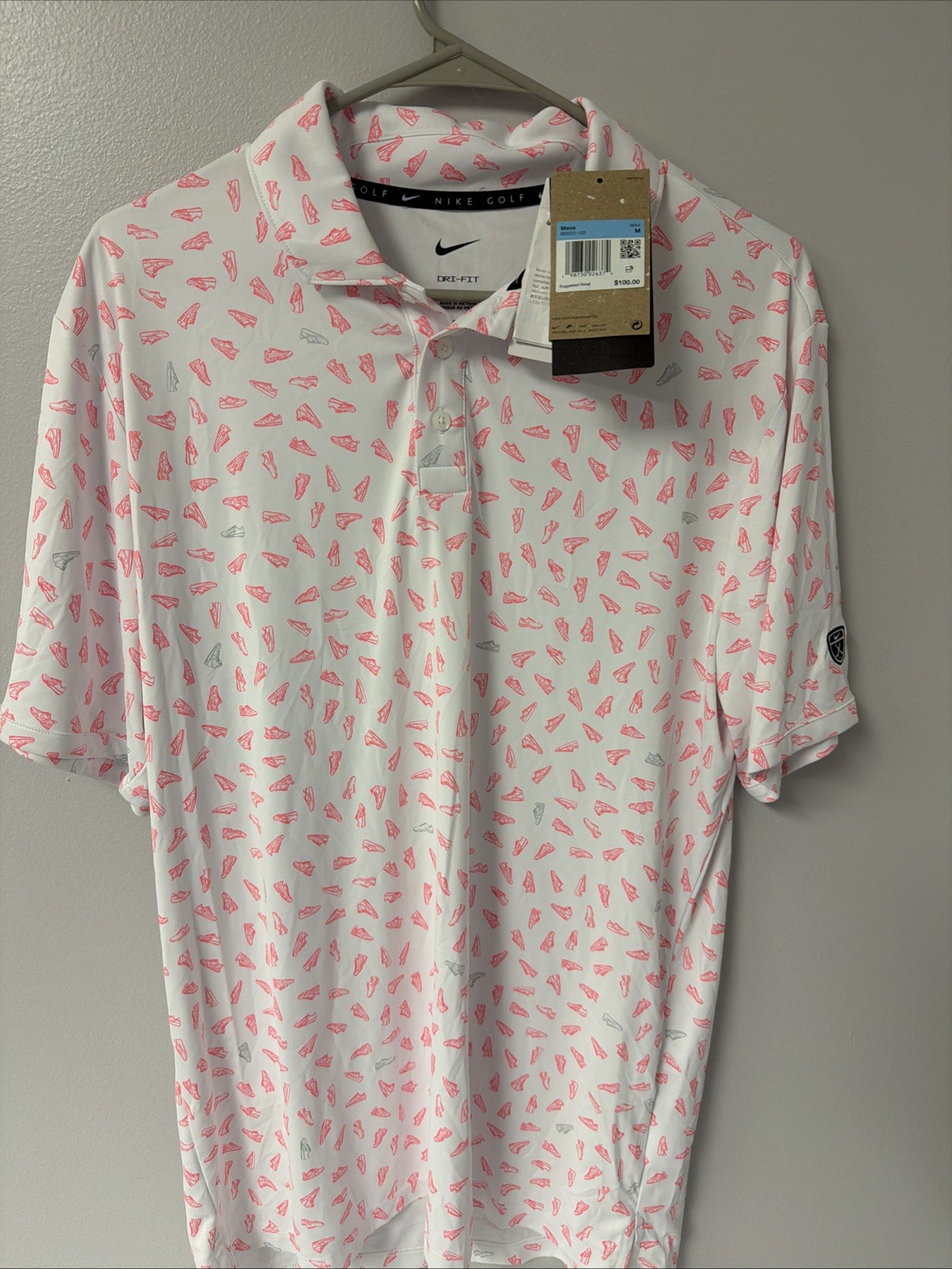 Nike Golf Classic Polo Mens Size Medium White/Pink New INV13664108 INV13664108