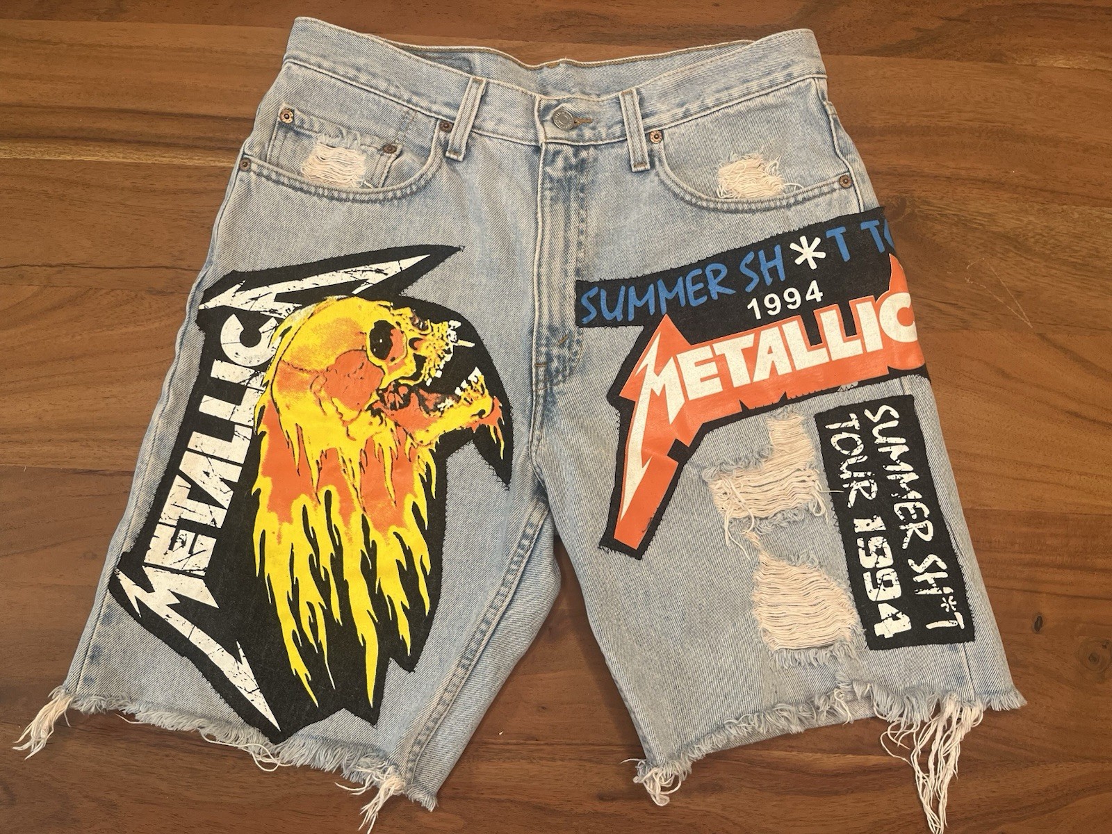 Rare Custom Metallica Levi Jean shorts Waist Size 34