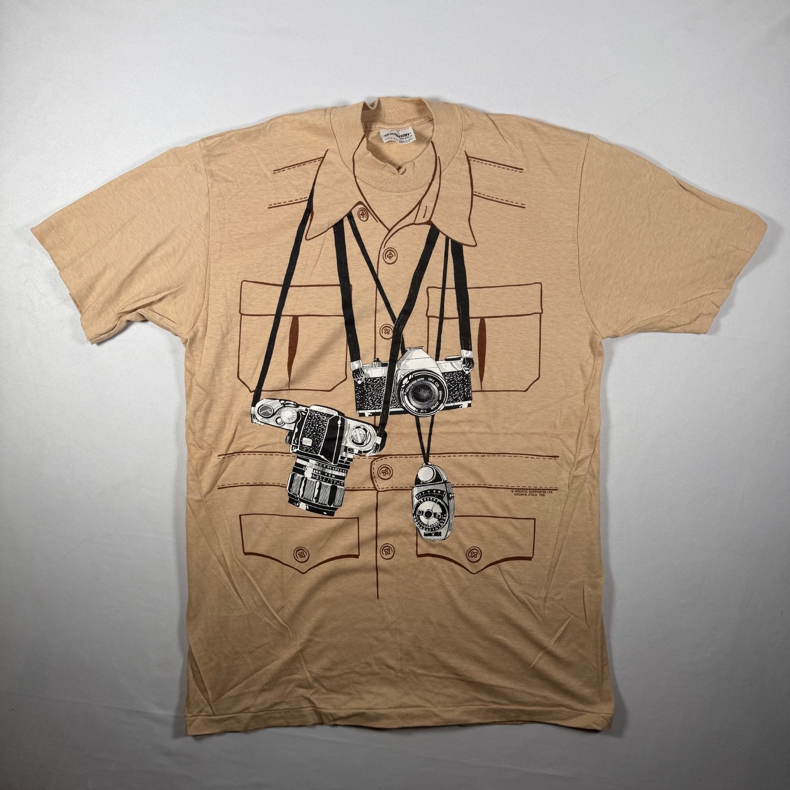 Vintage 80s Photographer Tee Shirt AOP Large Single Stitch USA