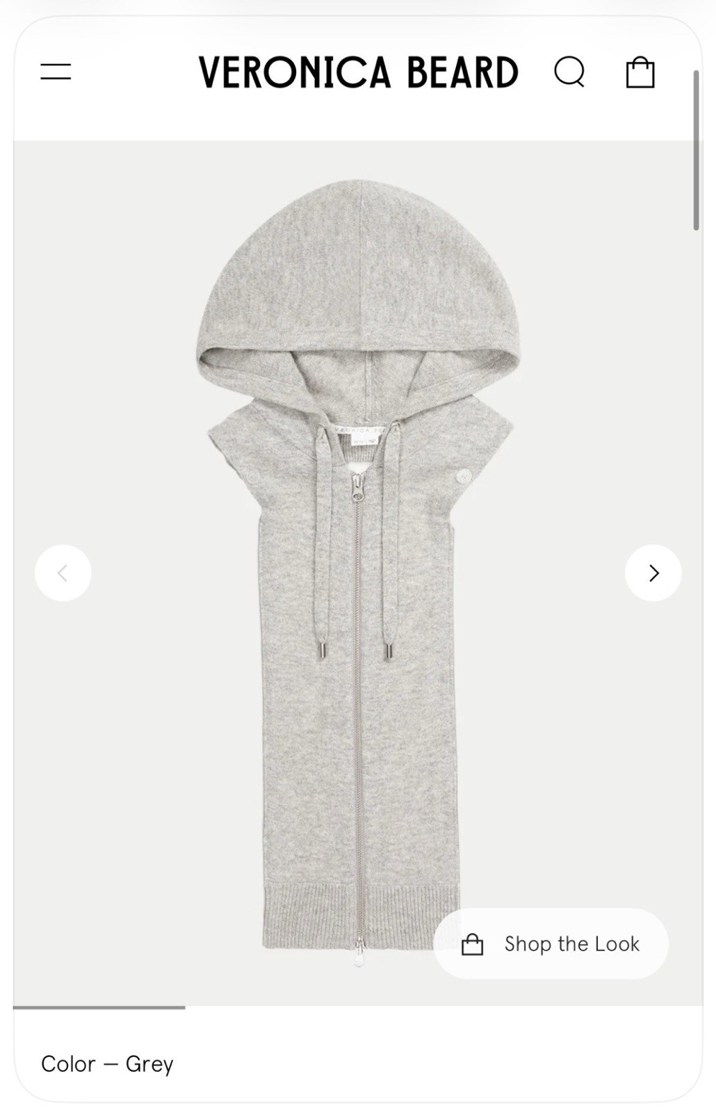 NEW VERONICA BEARD Cashmere Hoodie Dickey Grey OS $295