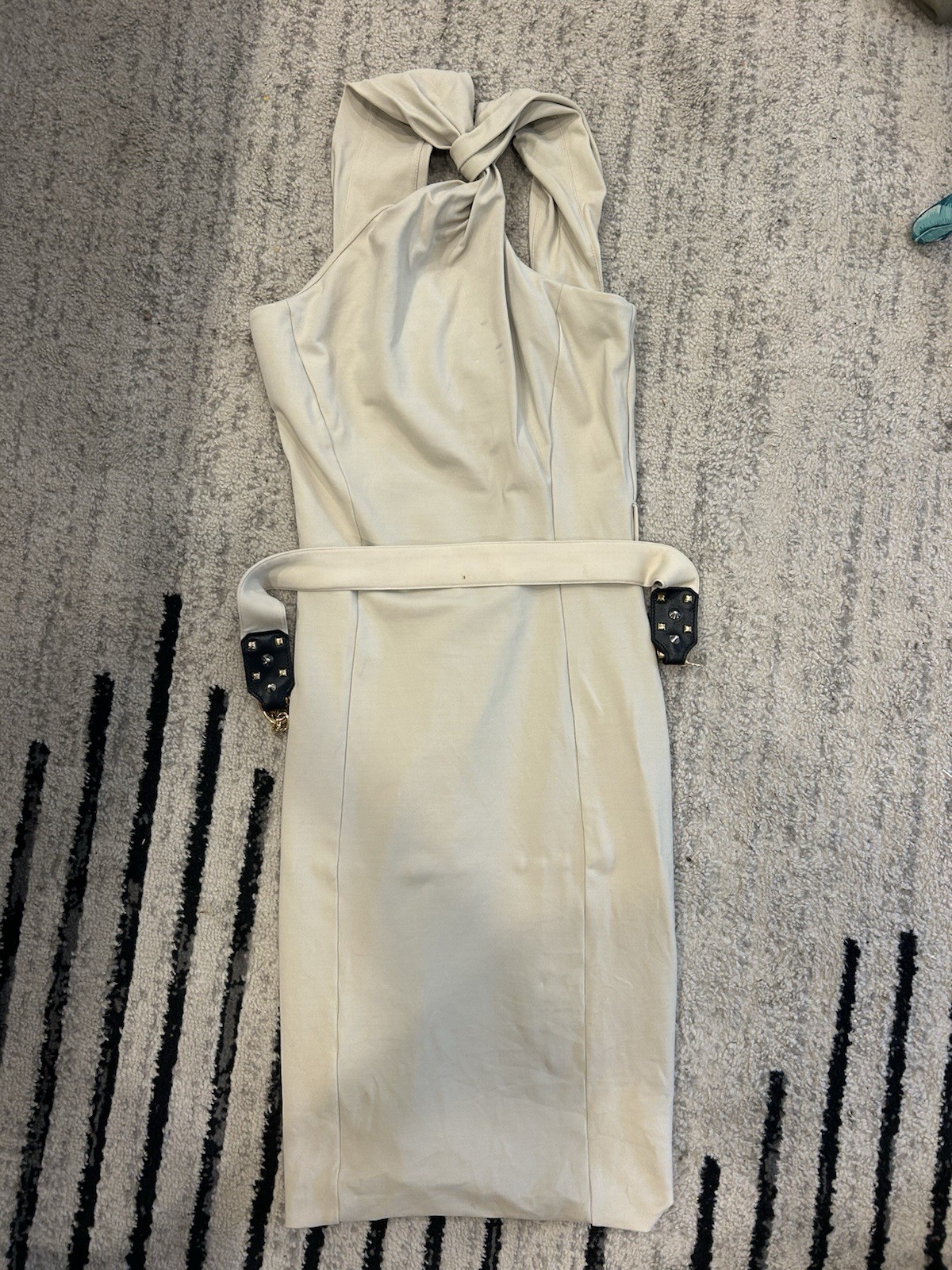 Authentic GUCCI Beige Viscose Dress Flawed Stained Project Piece As-Is
