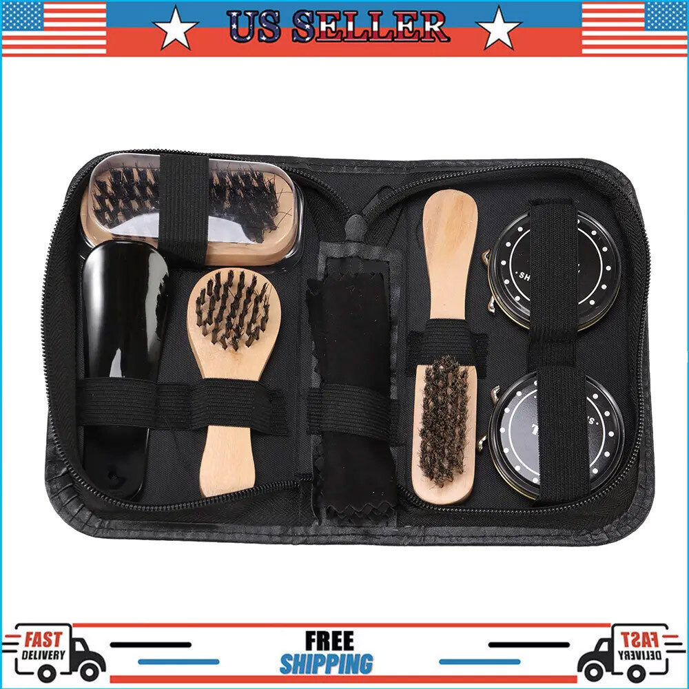 8pcs Shoe Cleaning Polish Shine Care Kits Set For Leather Boots Shoes Sneakers