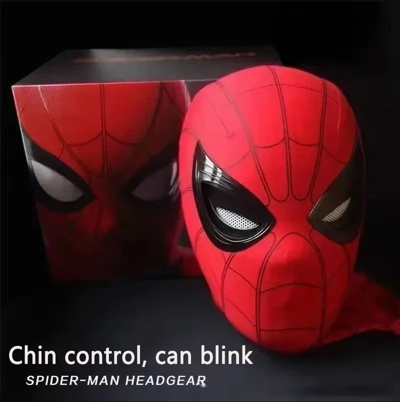 NEW Spider-Man Mask Moving Eyes Cosplay Prop Remote Control Ring Blink Eyes