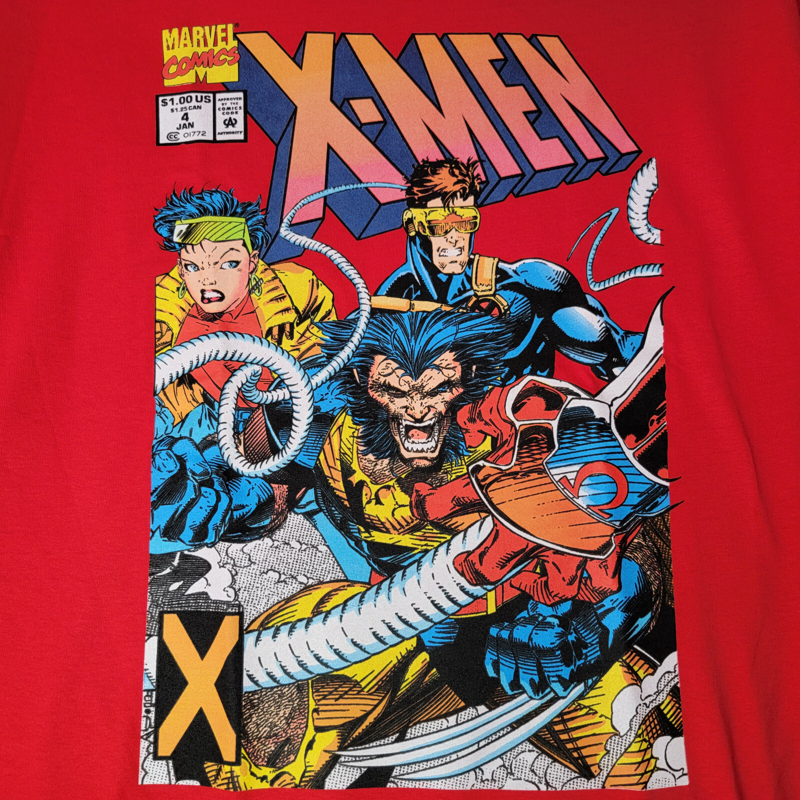 X-MEN OMEGA RED JIM LEE # 4 SHIRT MENS LARGE RED Casual WOLVERINE NWT