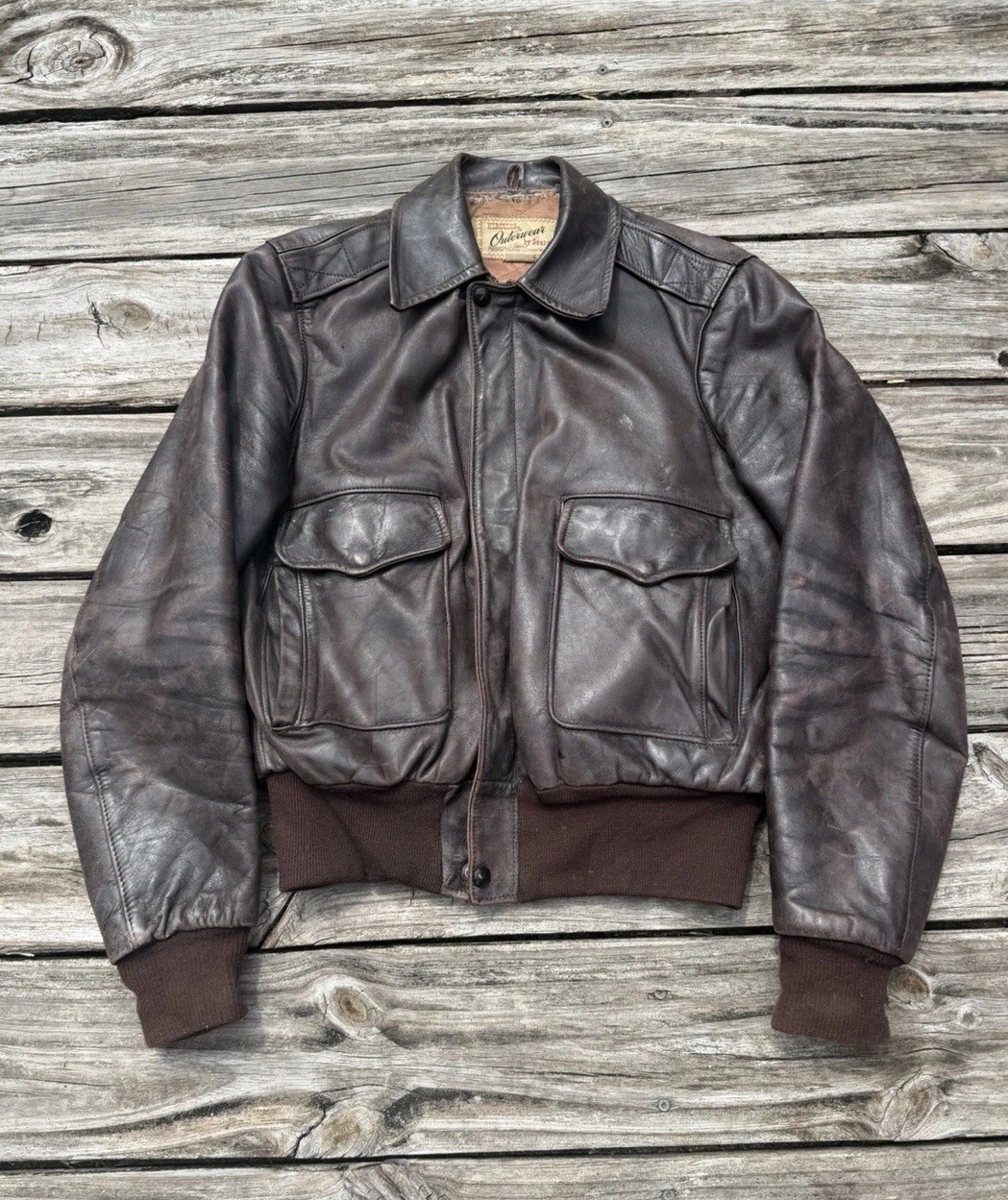 Vintage 1950s Sears Hercules Horsehide leather Bomber flight jacket Size 36