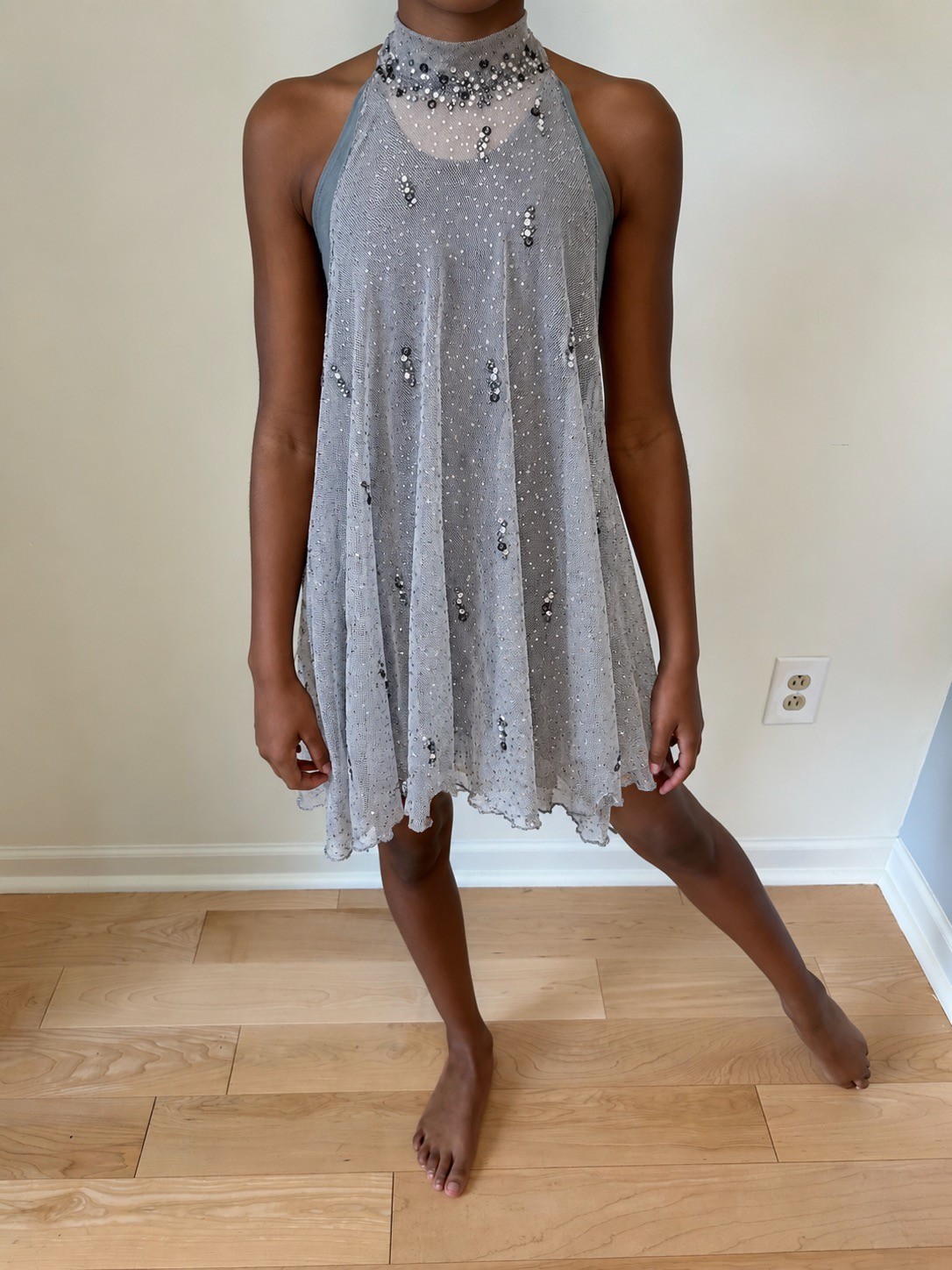 Lyrical Contemporary Dance Costume Gray Lace Dress Reverence Child L
