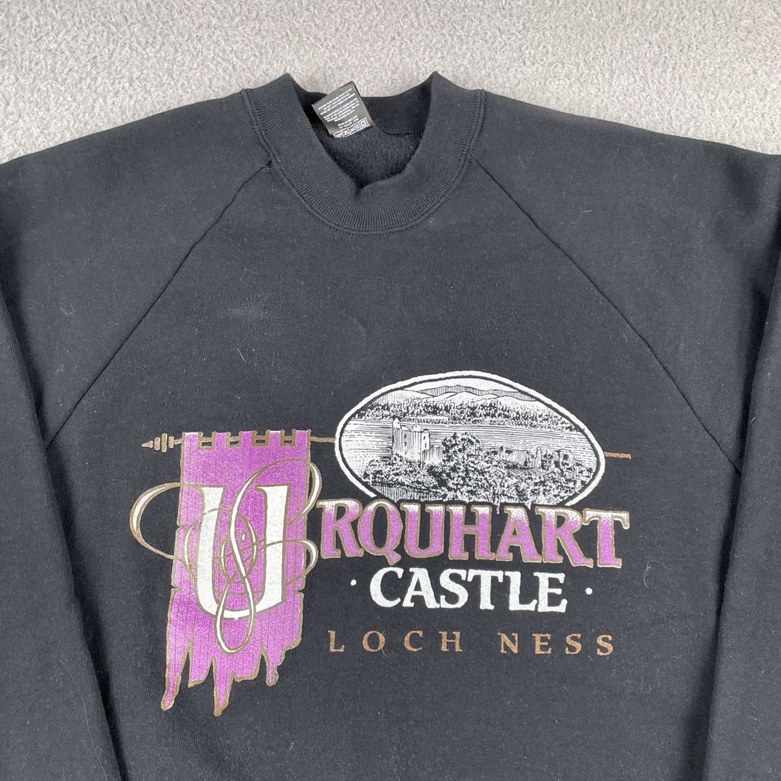Vtg Screen Stars XL Black Sweatshirts Urquhart Castle Loch Ness Made In Ireland