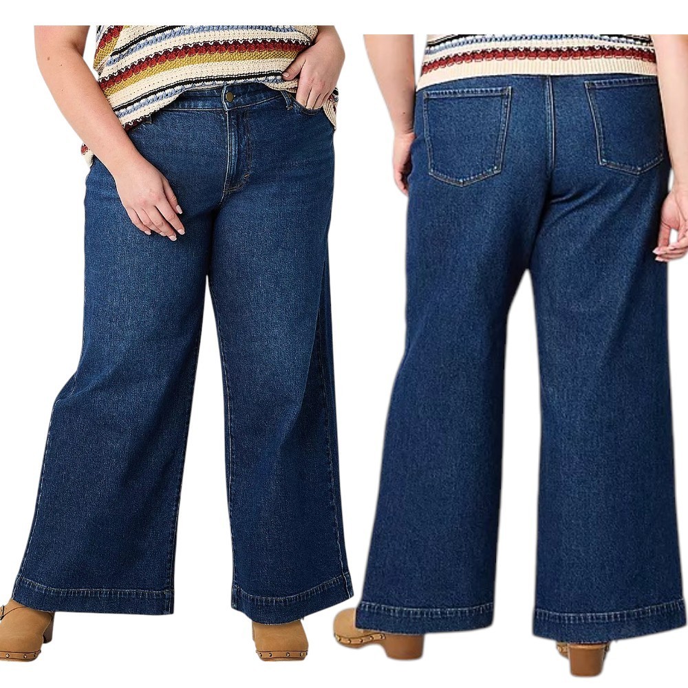a.n.a Womens Plus High Rise Wide Leg Jeans Size 22W Stretch Denim 32 In