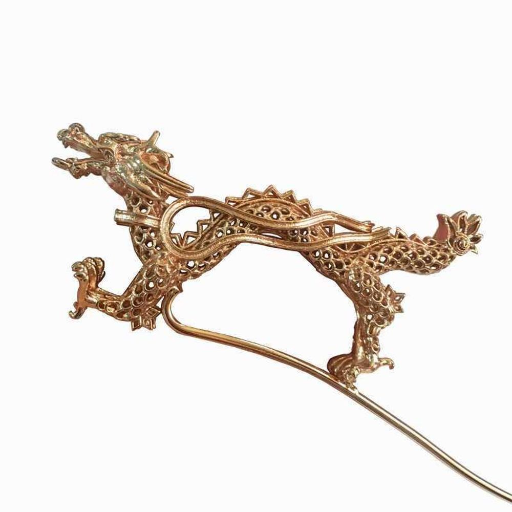 Korean Traditional Dragon Binyeo Gold Tone Hair Stick Queen Hanbok Hairpin