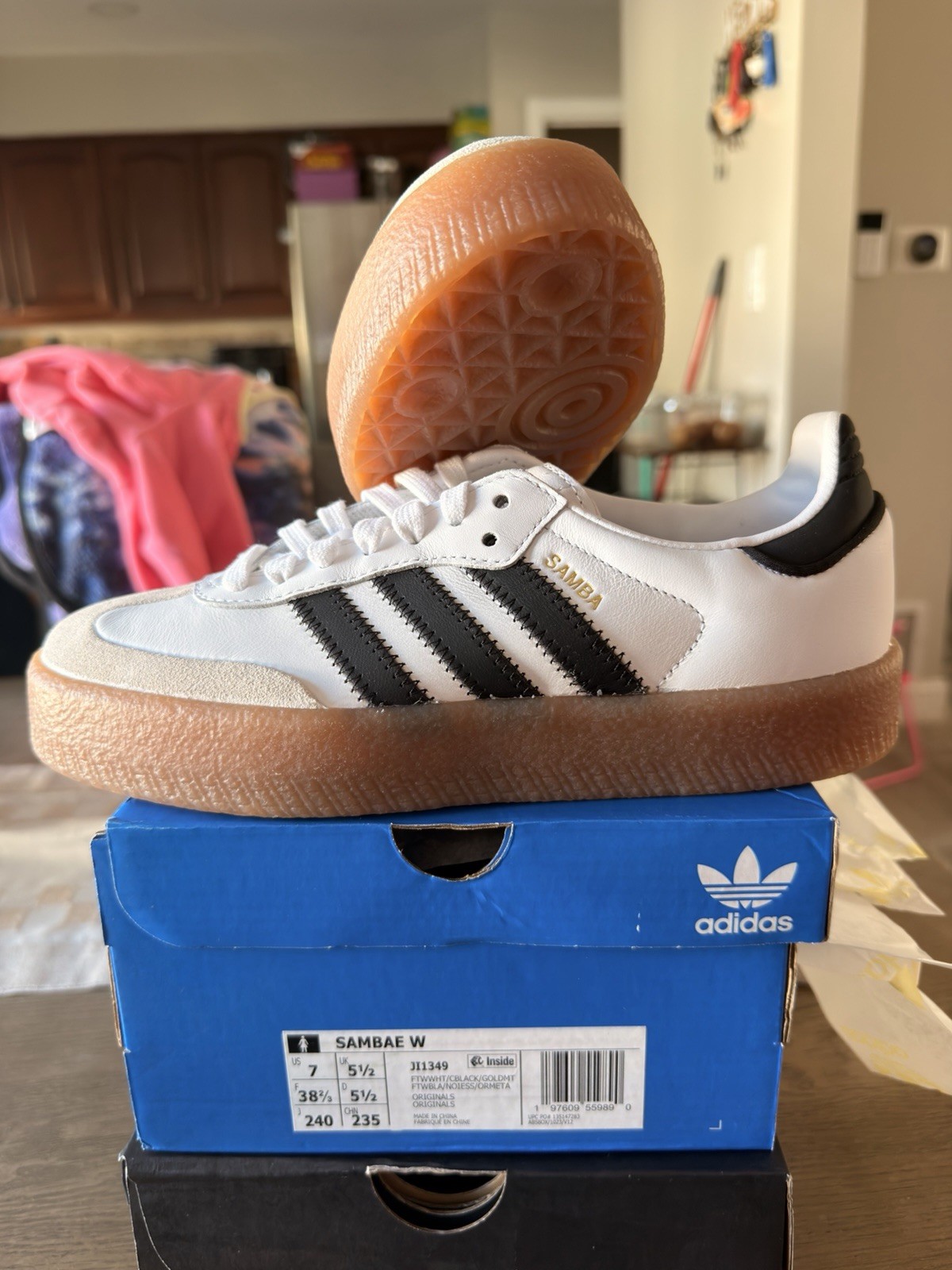Size 7 - adidas Sambae White Black Gum W