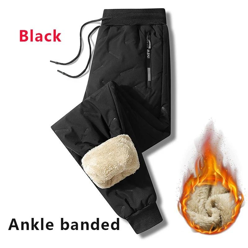 Men's Fleece Sweatpants, Warm Winter Casual Trousers, Thick Soft Pants