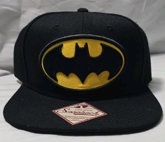 Bioworld DC Comics Batman Snapback Hat Black Yellow Wool Blend Cap NWT