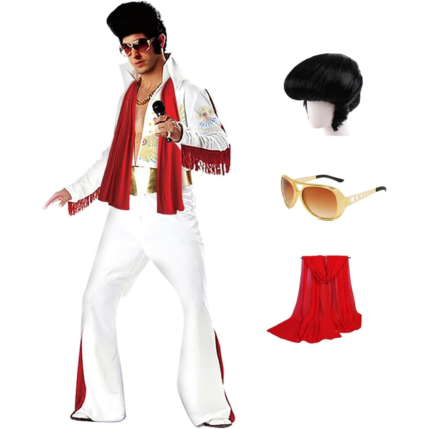 Luming Men\'s 50s Rock Star Disco Outfit Costume Halloween Costume Adult for Men