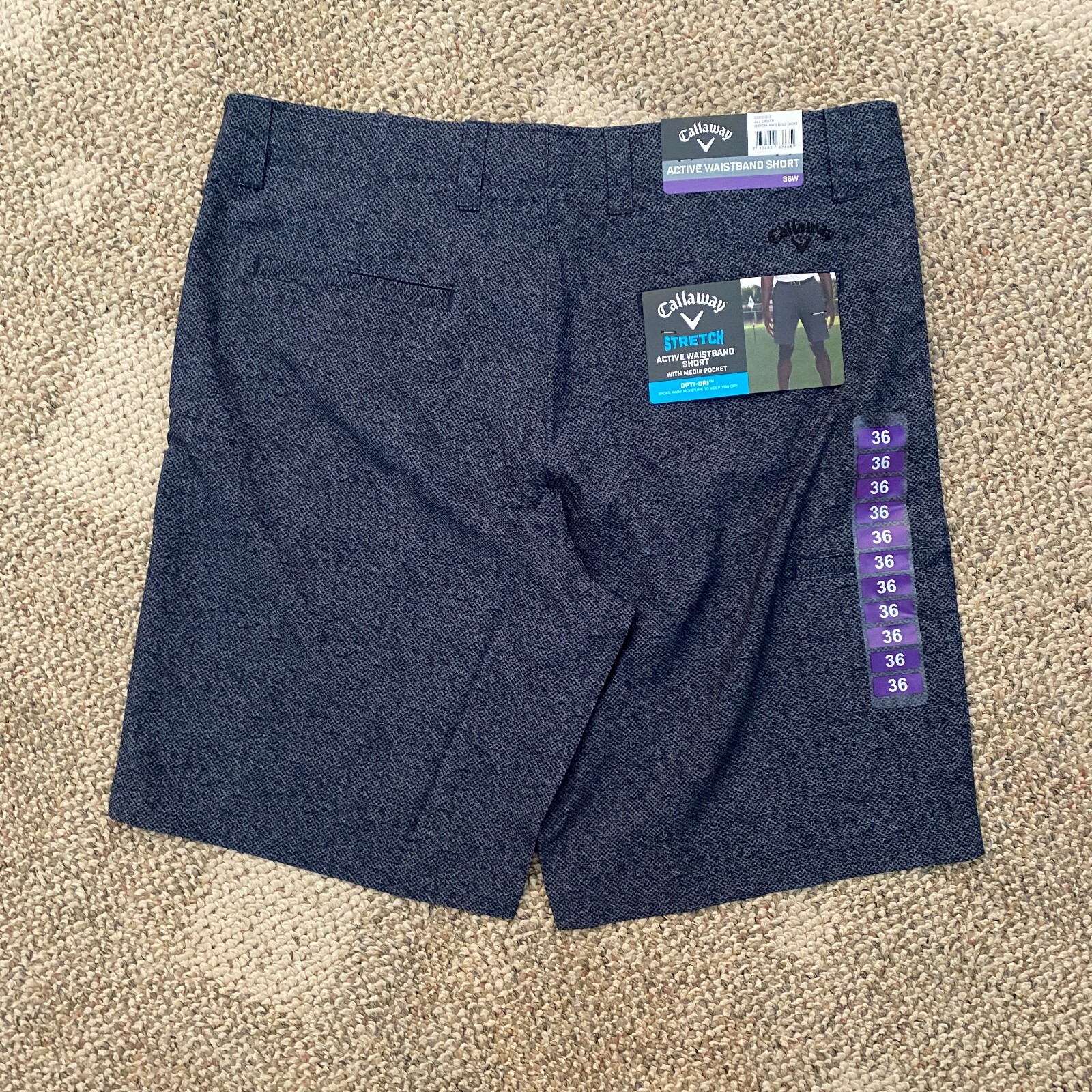 Callaway Golf Shorts Sun Protection Stretch Breathable Opti-Dri Comfort Men\'s 36