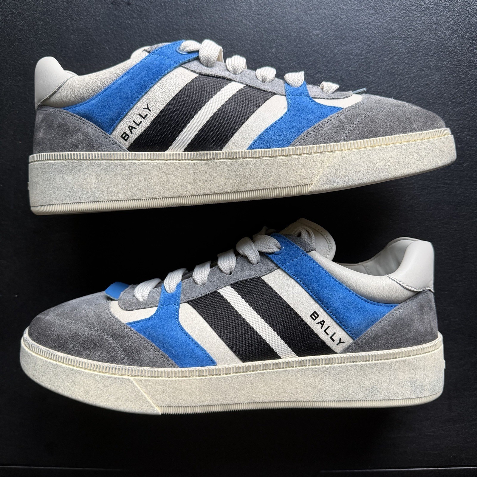 Bally Rebby  Designer Sneakers Grey Blue Size 12  Retail $570