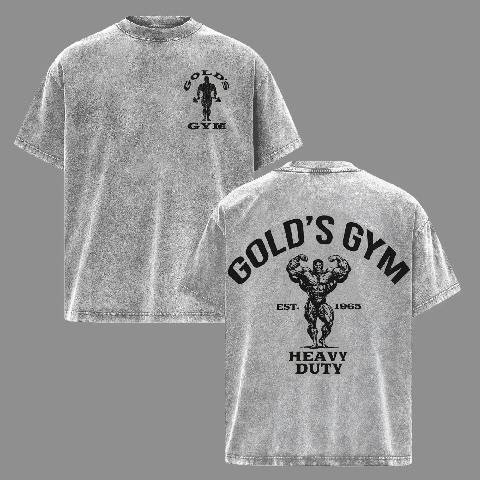 Men\'s Heavy Duty Gold\'s Gym Oversize Washed Crewneck Gym Tee - Premium Athletic