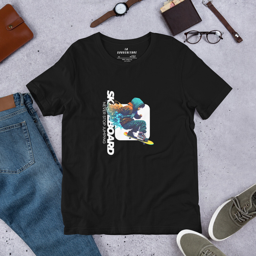 Never Stop Jumping - Unisex Skate Boarding T-shirt - Gravity is Overrated