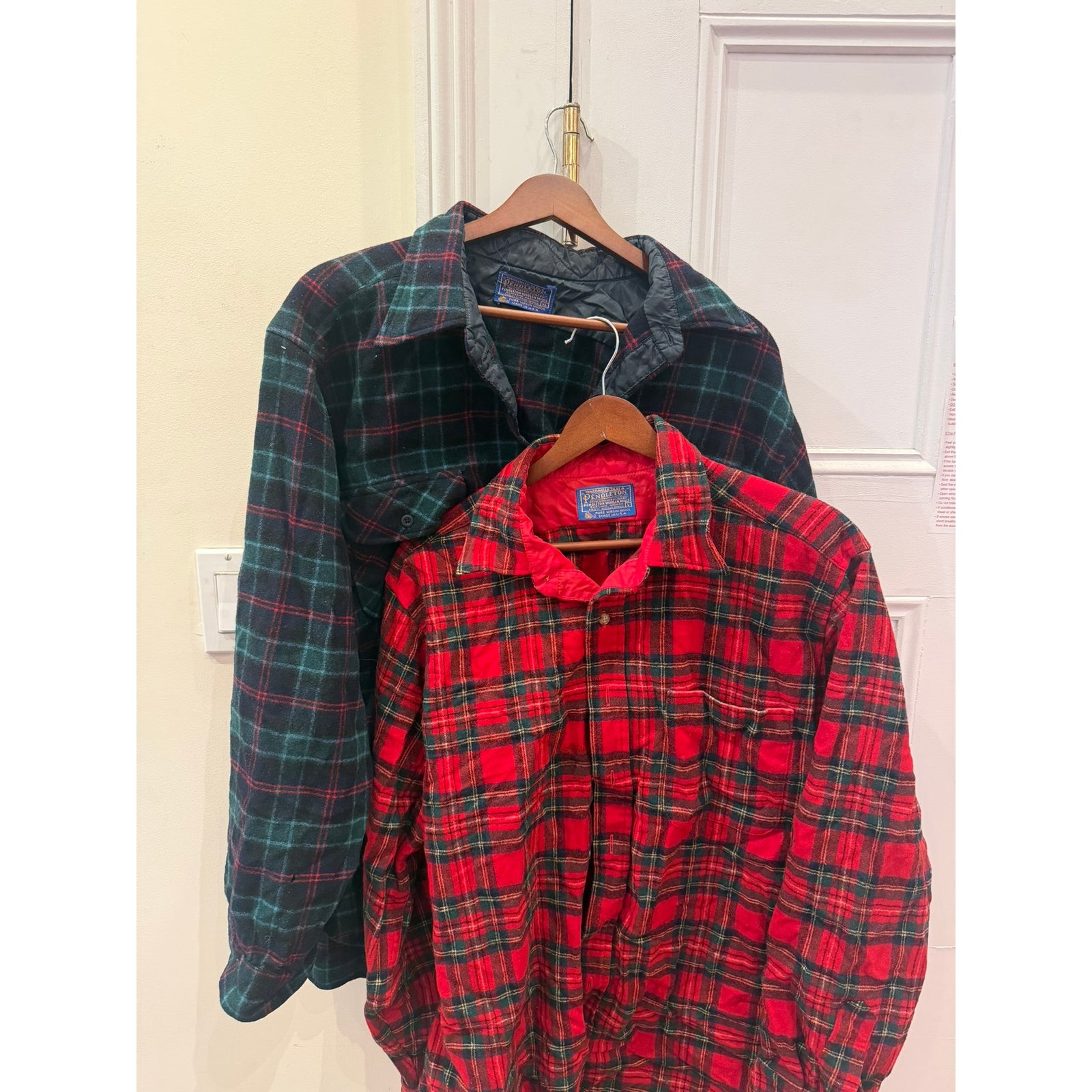 WOW RARE VTG Pendleton Wool Board Shirts Lot of 2 XL Red Green Plaid USA