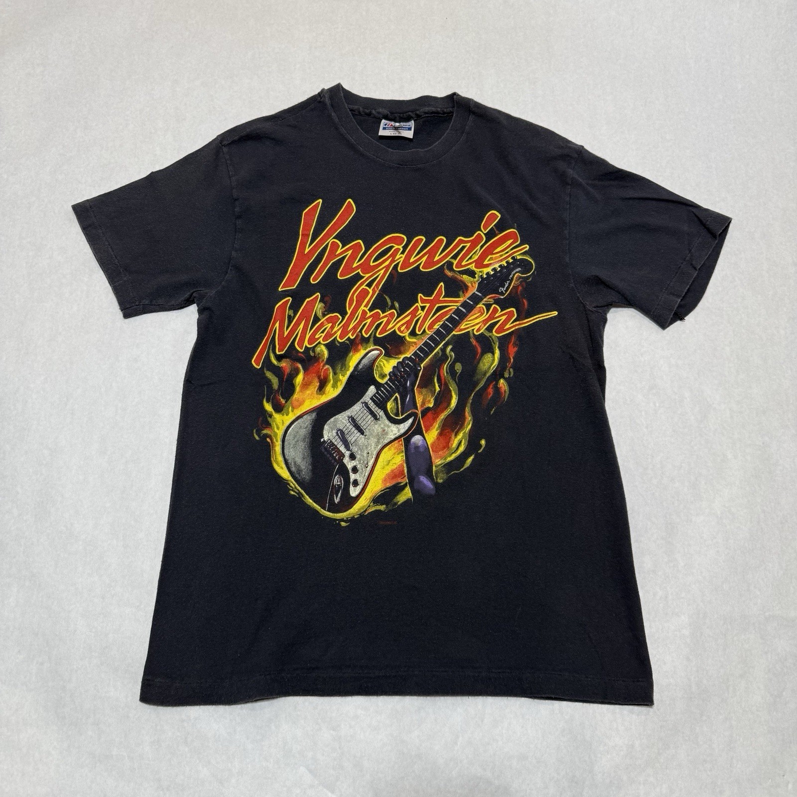 Vintage 80s Yngwie Malmsteen Odyssey Tour Tee Shirt Men large Heavy Metal Rock