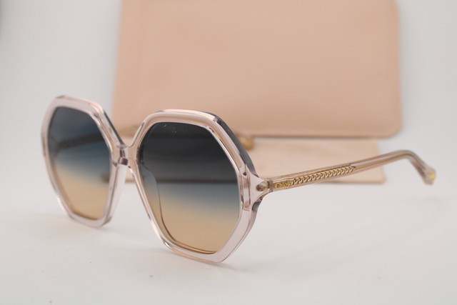 NEW CHLOE CH0008S 002 CLEAR GOLD AUTHENTIC SUNGLASSES 58-17