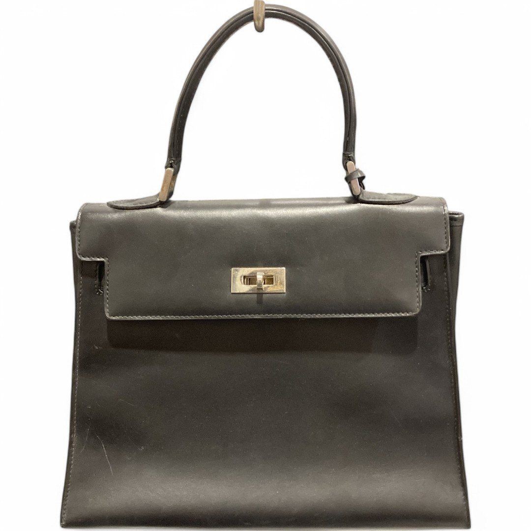 BALLY OLD Kelly Type Handbag Black 13a