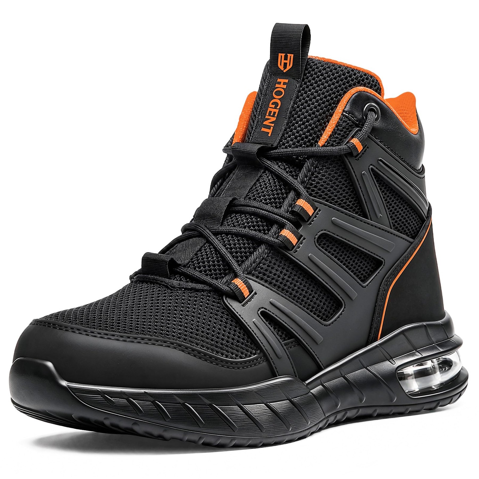 Hogent Black/Orange Fabric Work Boots, Men\'s US 5 / Women\'s US 6.5
