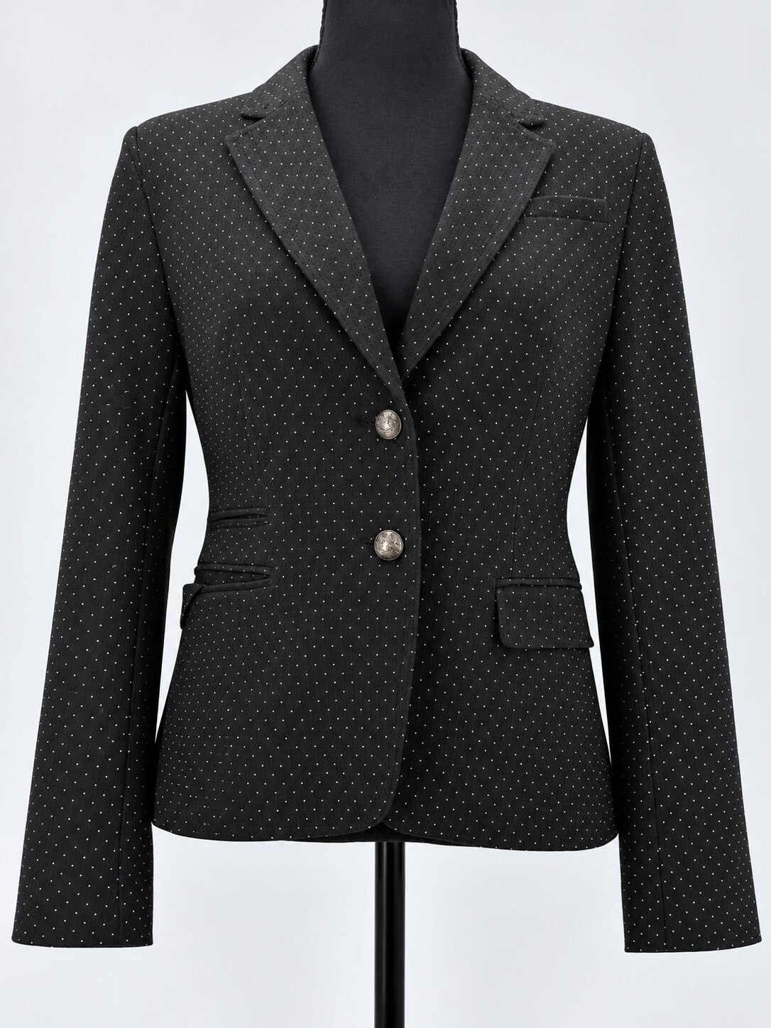 Banana Republic women\'s size 6 Tailored suit jack black with white polka dots