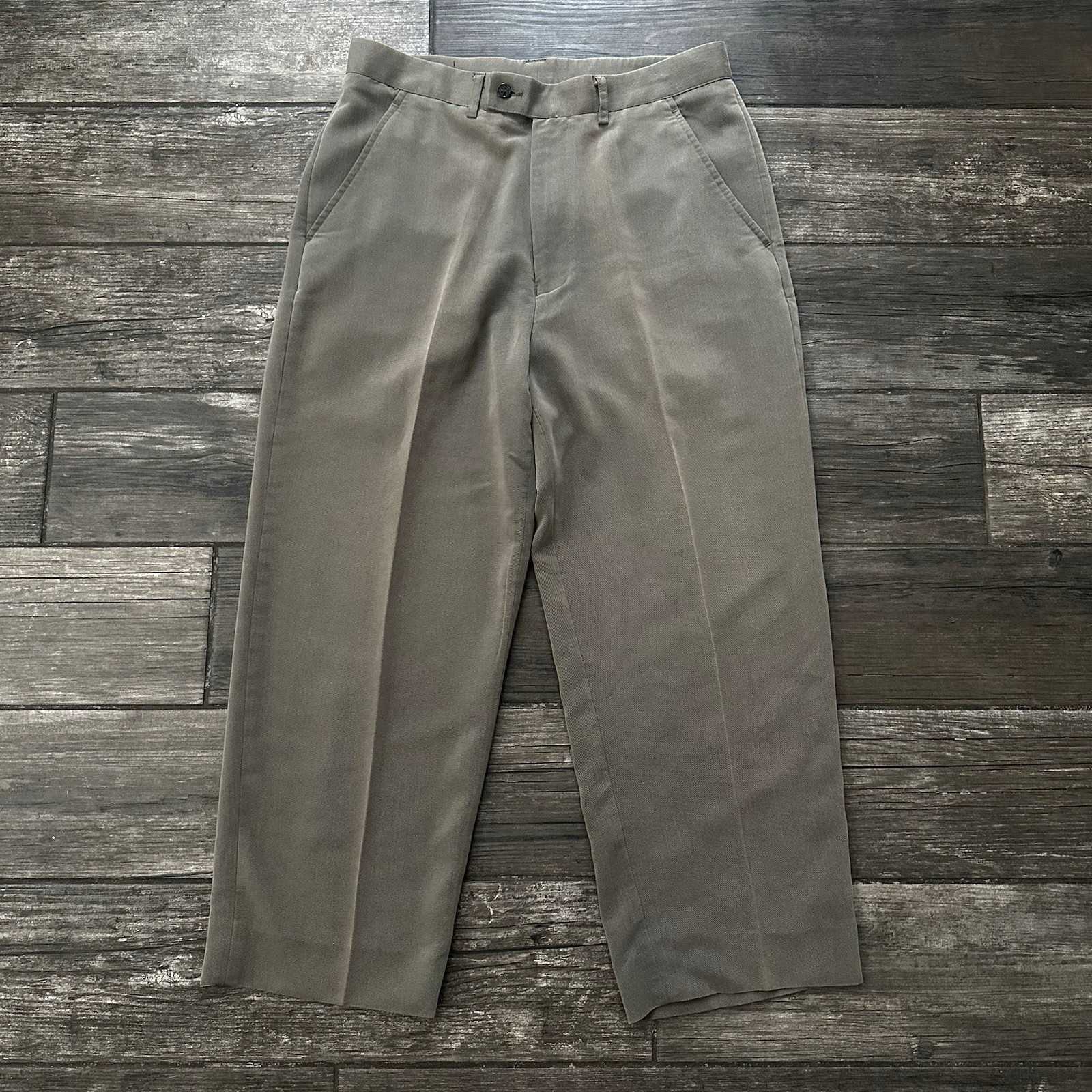 VTG 80s BALMAIN GRAY PLEATED DRESS PANTS BAGGY TROUSERS RAYON BLEND WAIST SZ 32