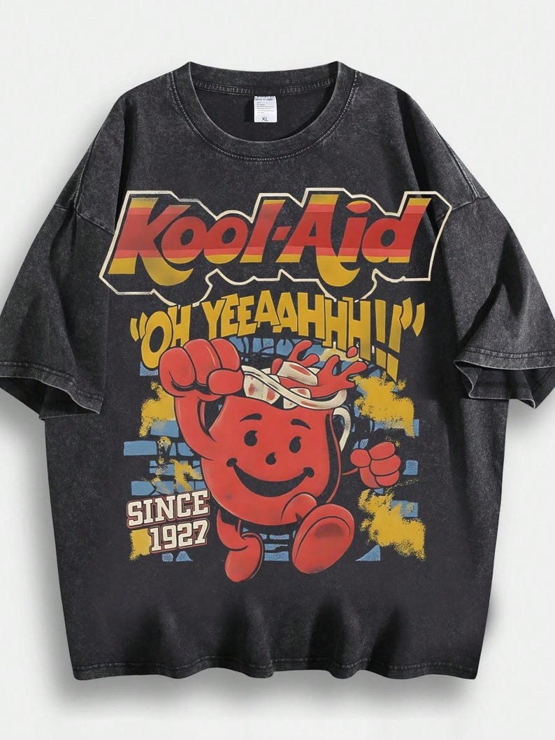Vintage Kool-Aid Man Graphic Tee, Retro 90s Oversized DTG Cotton Top