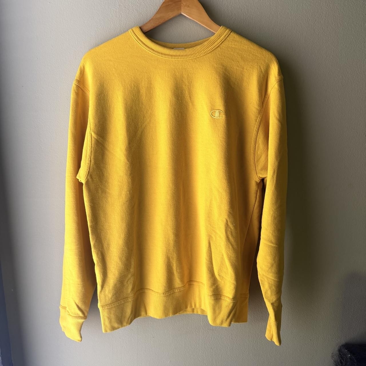 Champion Mustard Yellow Tonal Logo Crewneck Sweatshirt Medium