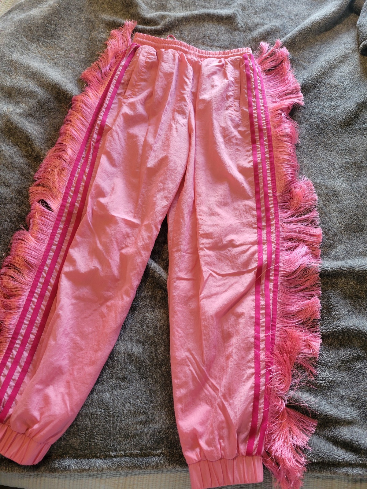 Vintage ADIDAS  Funky Fringy Pink  Trackpants  Zipper Pockets Size SM