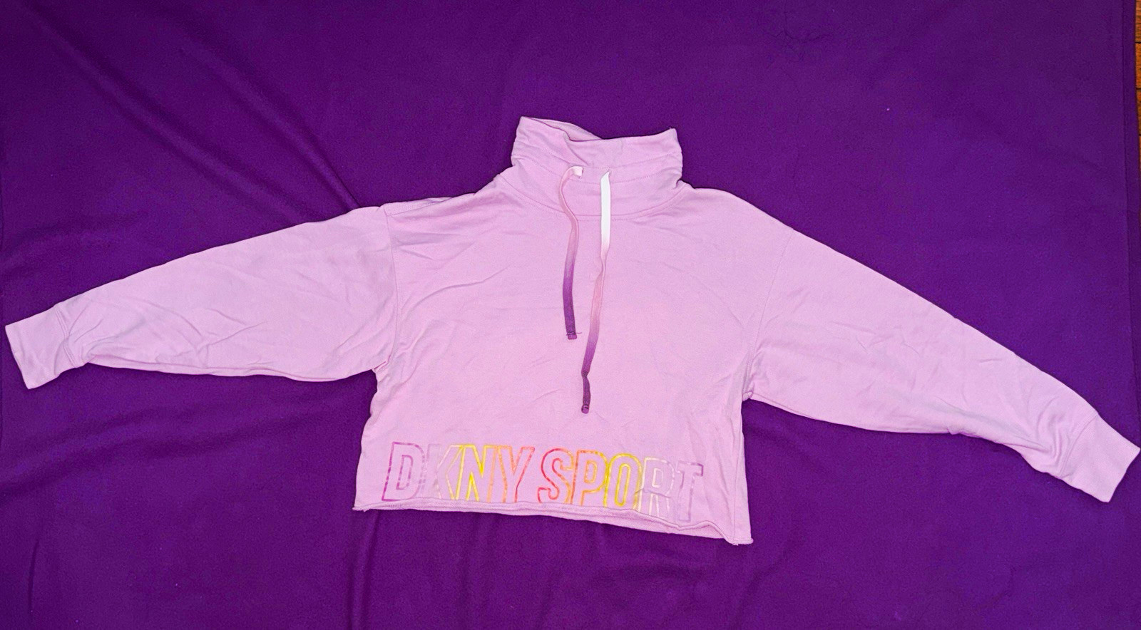 DKNY Sport Women\'s Pink Mock Neck 1/4 Zip Pullover Sweatshirt XS Logo