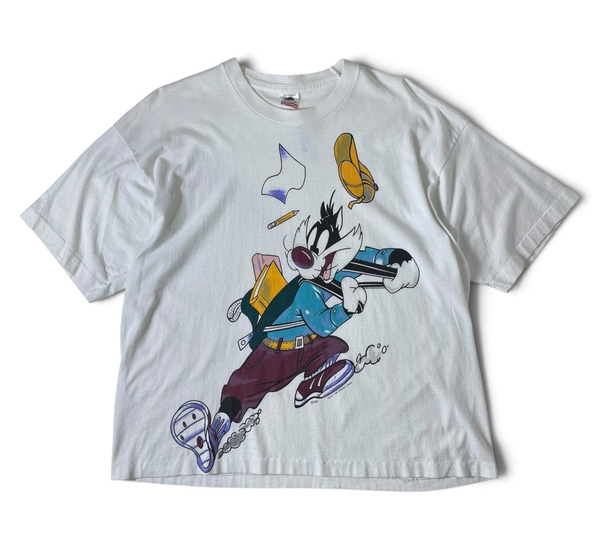 Vintage 1994 Sylvester Looney Tunes Big Graphic white Tshirt Size XL Made in USA