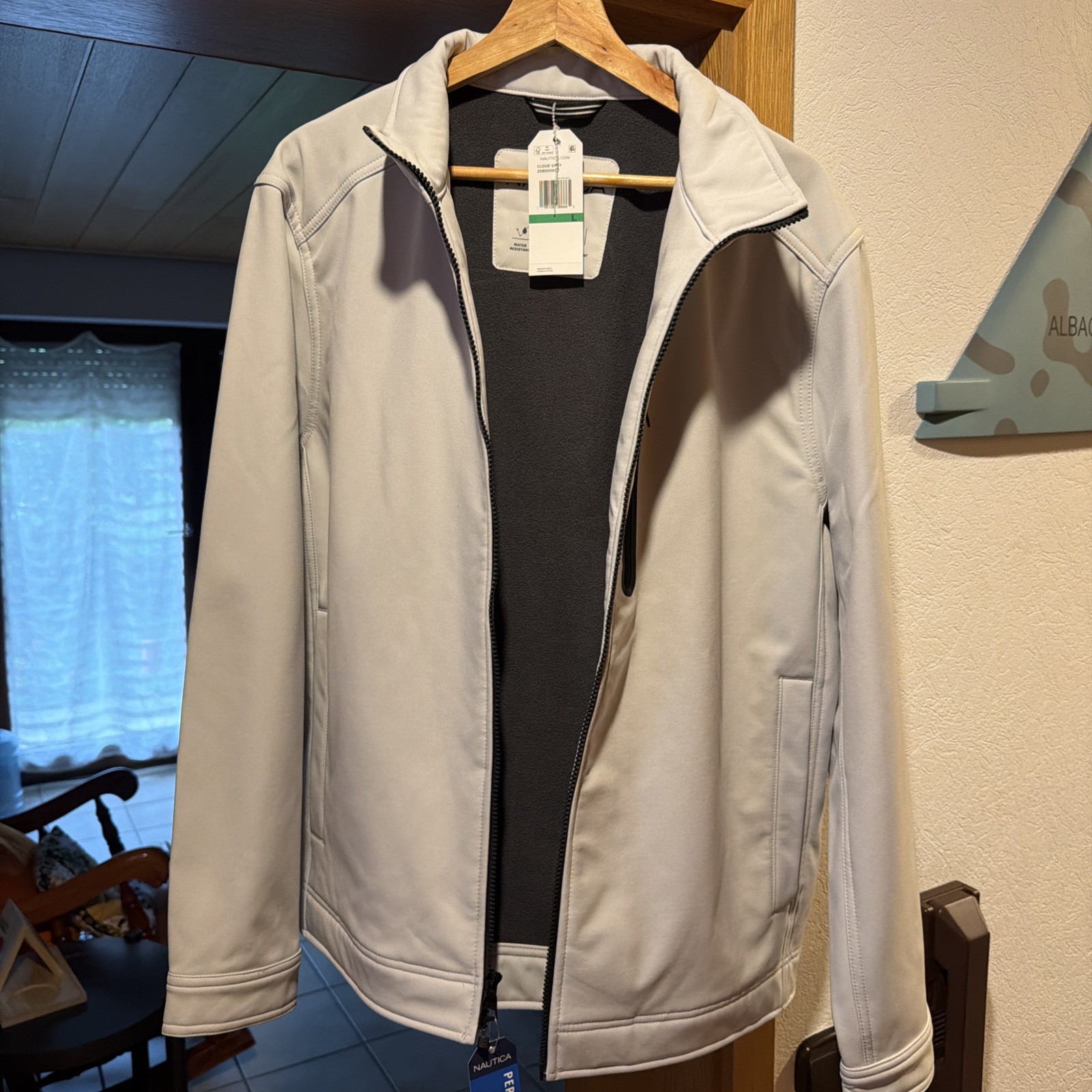 Nautica Men\'s Windbreaker Jacket Size Large 208000607 Cloud Grey