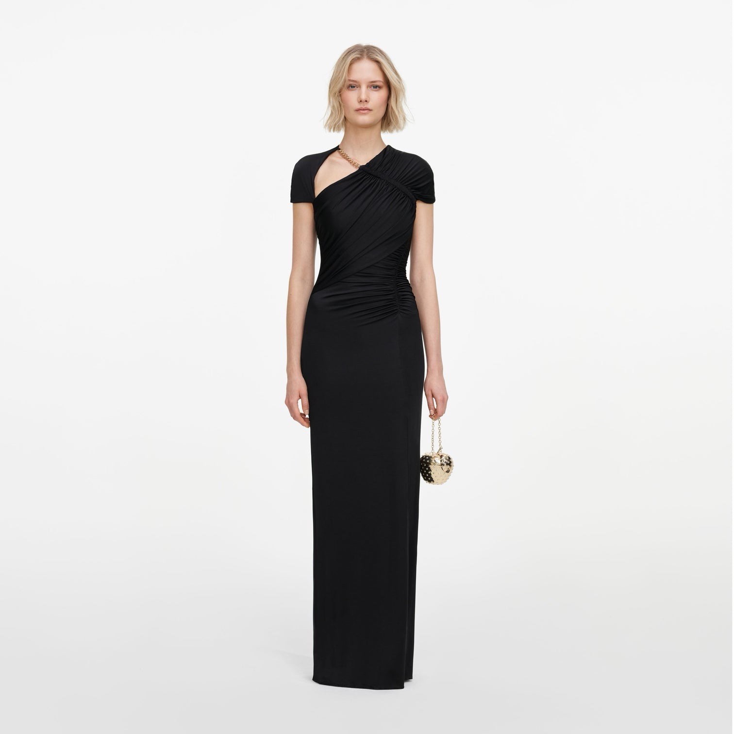 self portrait BLACK JERSEY DRAPED MAXI DRESS $ 690 Size US 8 UK 12