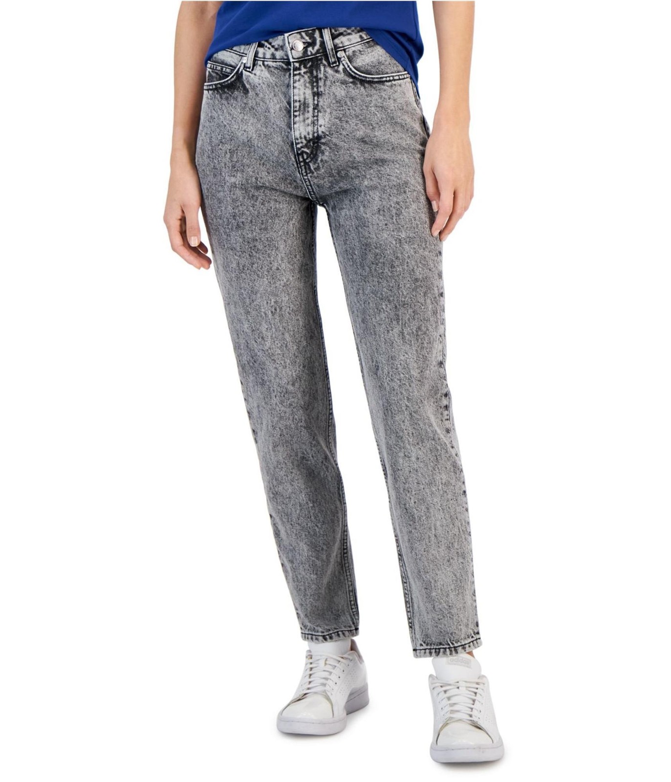 Hugo Boss Womens Denim 938 Regular Straight Leg Mom Jeans, Grey, 26 / 32L