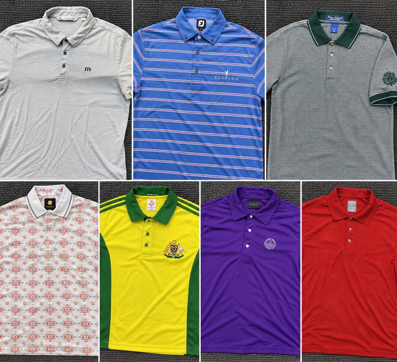 Lot of 7 Men’s Golf Polo Shirts Size Large FootJoy TravisMathew Callaway Dunning