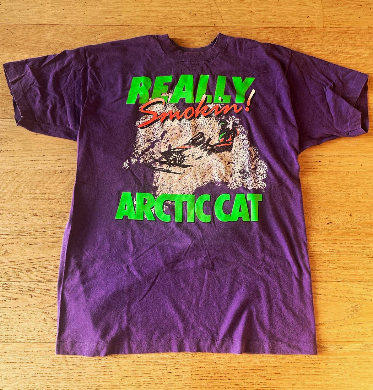 VINTAGE Fruit of the Loom Men\'s XL Purple Arctic Cat Graphic Logo T-Shirt