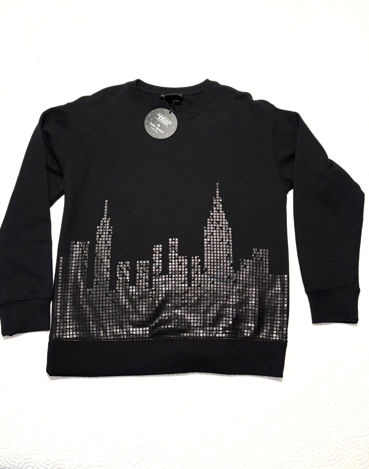 RARE Kate Spade NY NWT EMPIRE STATE SKYLINE SWEATER BLK LONG SLV