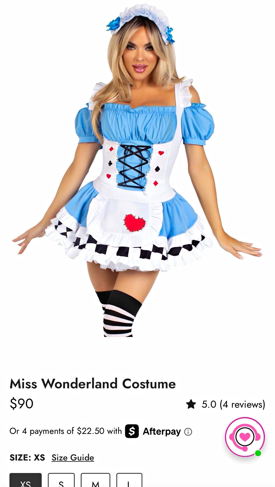 Leg Avenue Miss Wonderland Lace-Up Dress Costume XS - DRESS ONLY