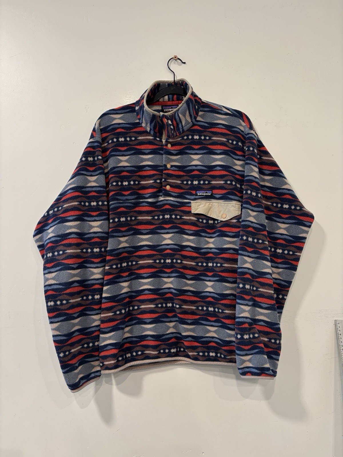 Patagonia Men’s Synchilla T Snap Coast Highway Multi Big: Sumac Red Aztec Size M